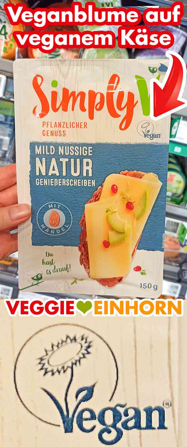 Veganer Käse mit Vegan Siegel Veganblume