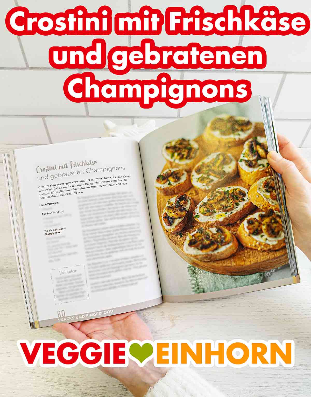 Crostini mit Frischkäse und gebratenen Champignons im Kochbuch Vegan und Günstig von Marie Laforêt