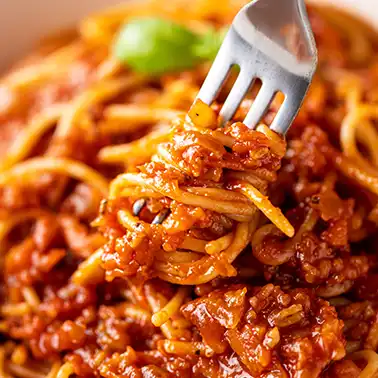 Vegane Spaghetti Bolognese als Symbolbild für die Kategorie vegane Bolognese Rezepte.