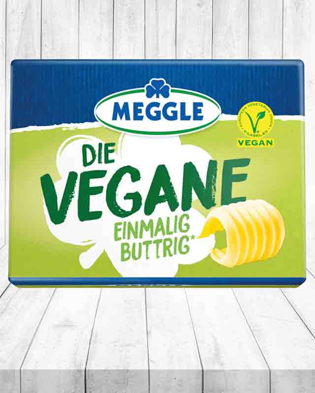 Ein Stück vegane Butter von Meggle