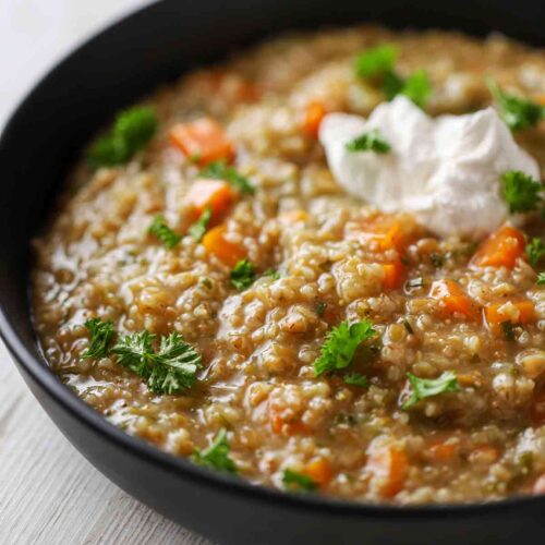 Einfache vegane Grünkernsuppe