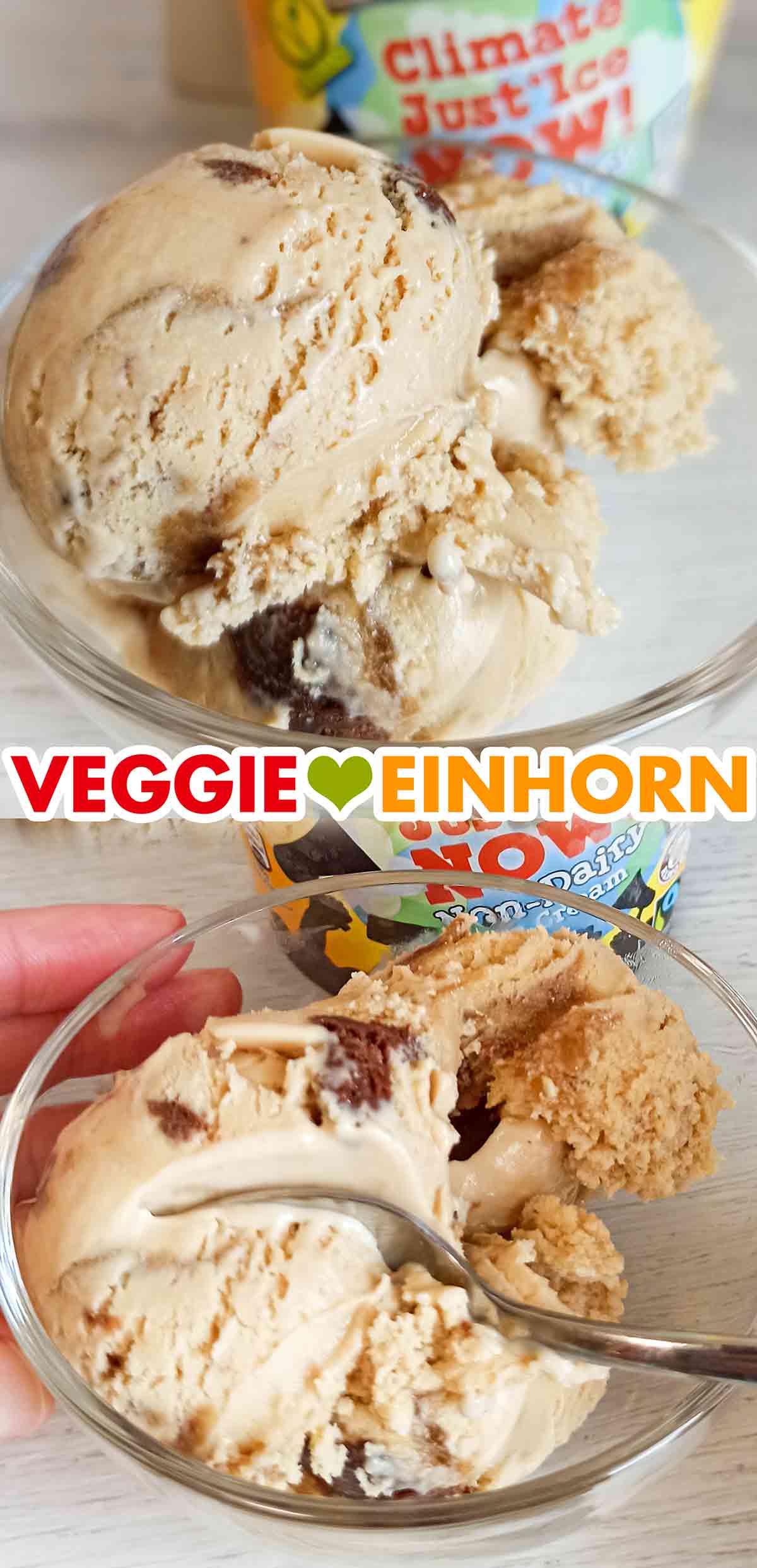 Vegane Eiscreme von Ben & Jerry's Climate Just'Ice Now in einem Dessertschälchen