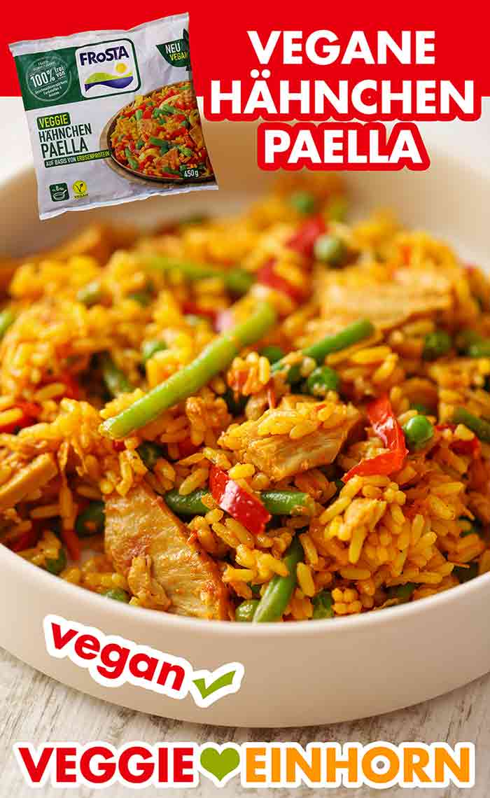 Frosta Veggie Hähnchen Paella auf einem Teller