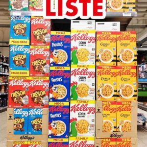 Packungen mit Kellogg's Cerealien im Supermarkt