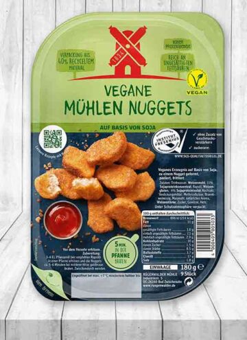 Eine Packung vegane Mühlen Nuggets
