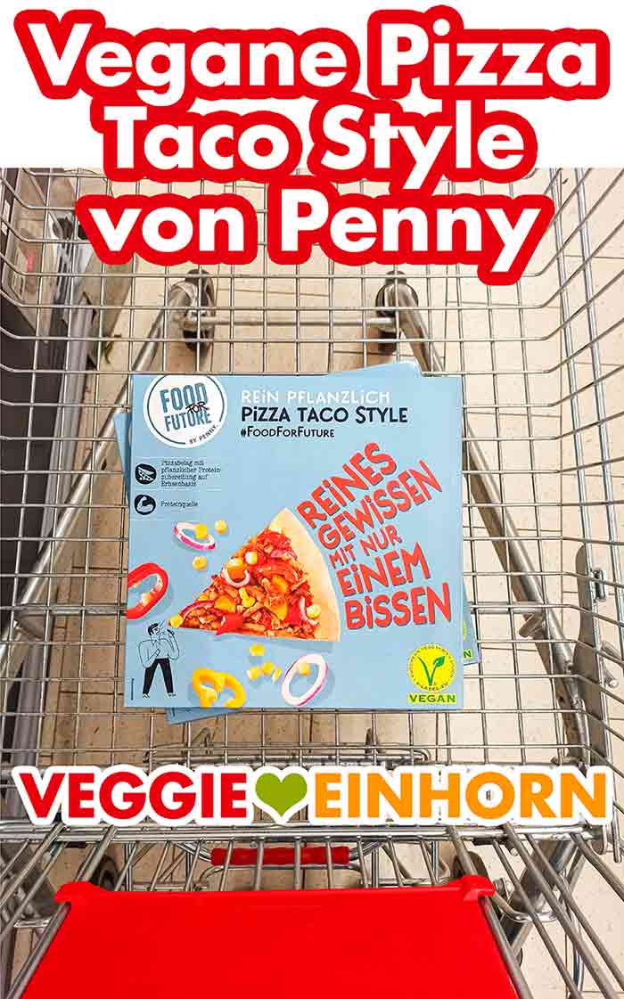 Einkaufswagen mit veganer Pizza von Penny