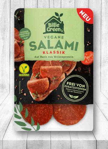 Eine Packung vegane Salami Klassik von Billie Green