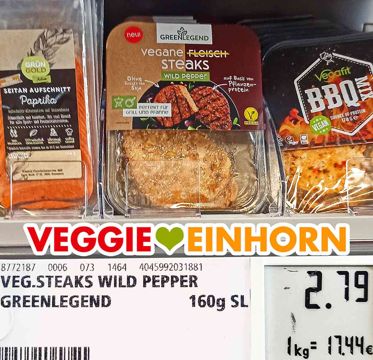 Vegane Fleisch Steaks Wild Pepper im Kühlregal bei Rewe
