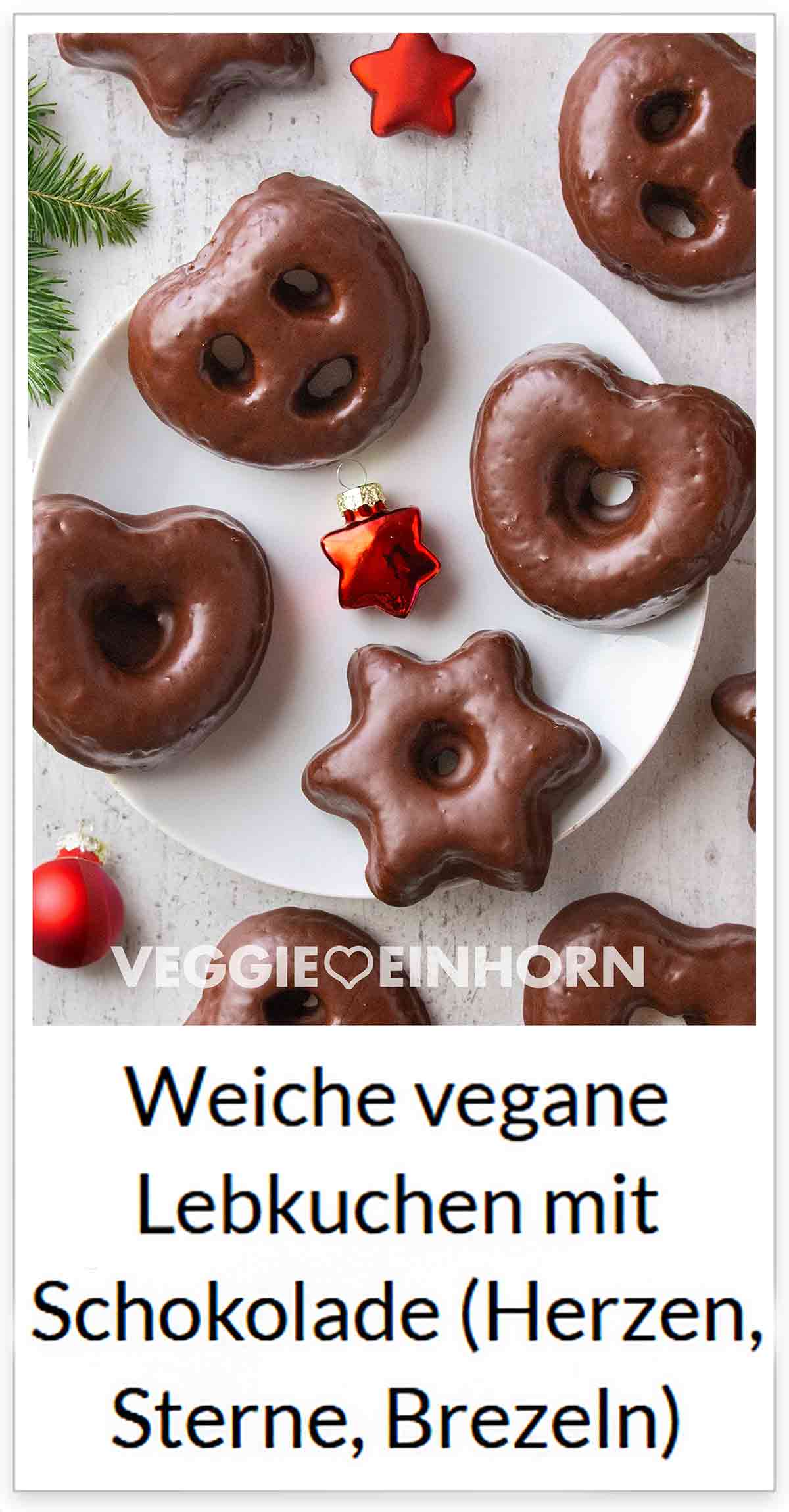 Weiche vegane Lebkuchen mit Schokoglasur