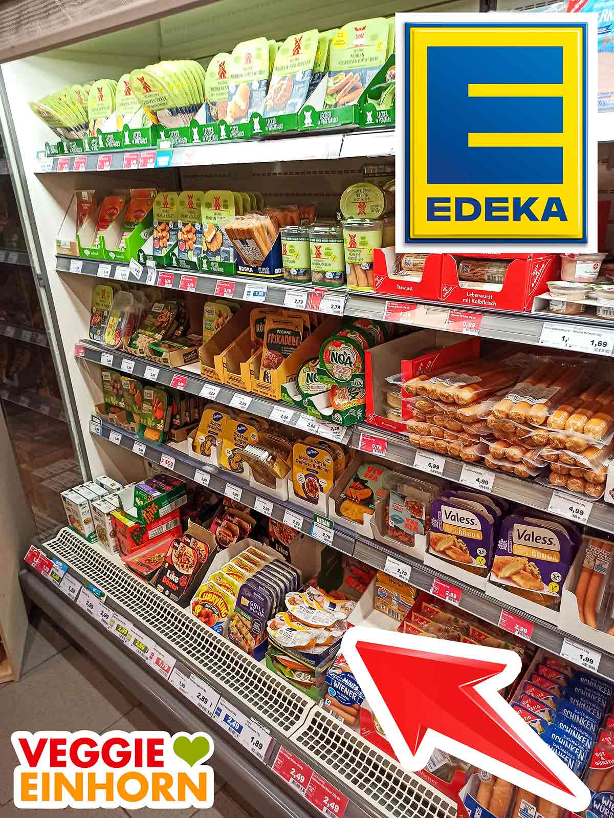 Vegane Fleischersatz Produkte im Kühlregal bei Edeka