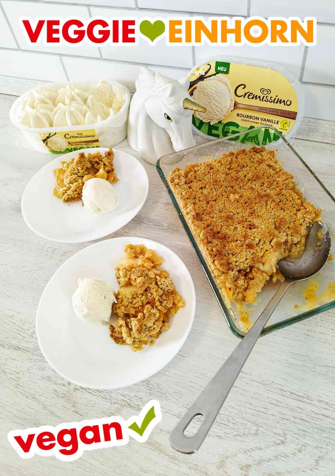 Einfacher veganer Apple Crumble