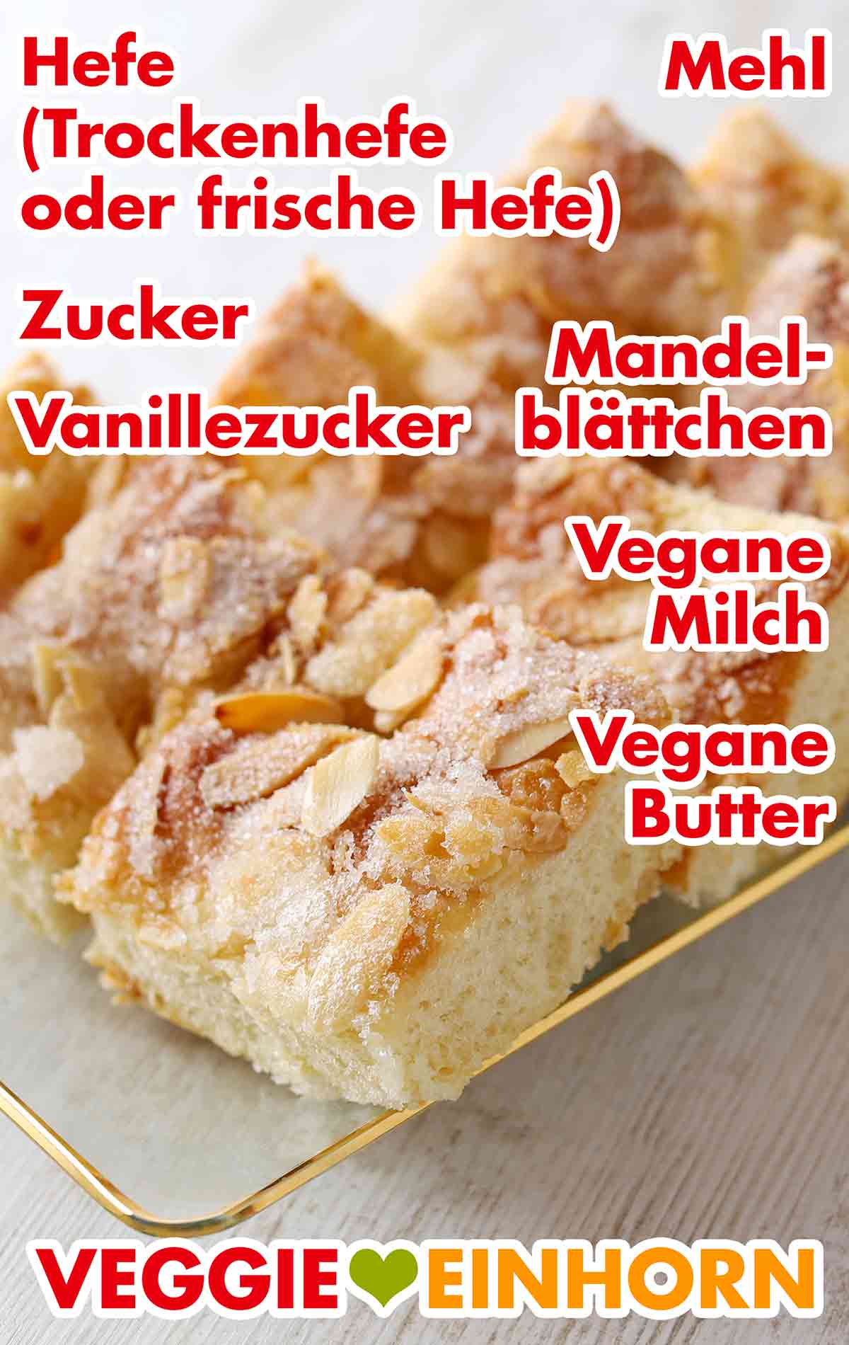Veganer Butter-Zuckerkuchen vom Blech mit Mandelblättchen