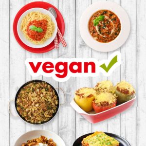 Verschiedene Gerichte mit veganem Hackfleisch