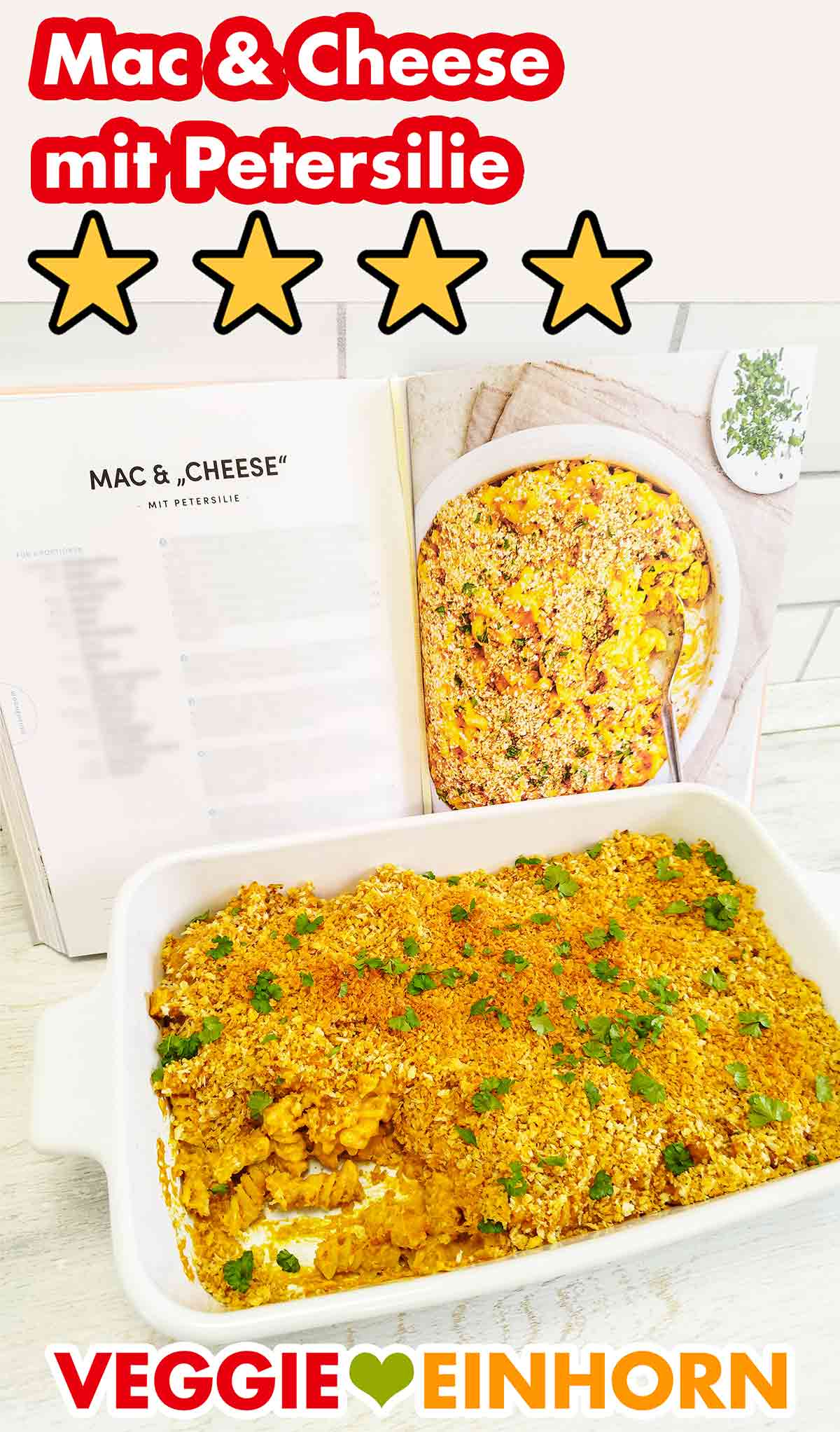 Vegane Mac and Cheese mit Petersilie aus dem Kochbuch Voll Vegan von Edeka