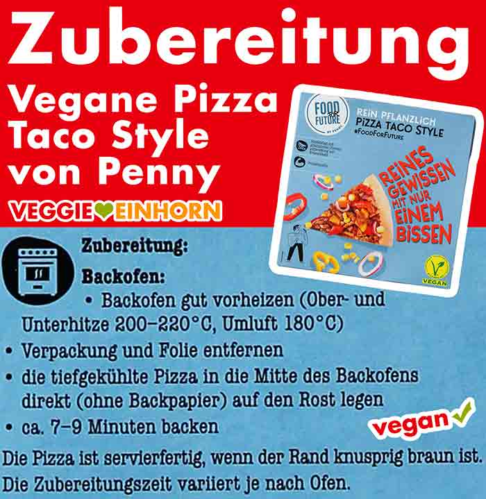 Zubereitung der veganen Fertigpizza Taco Style von Penny