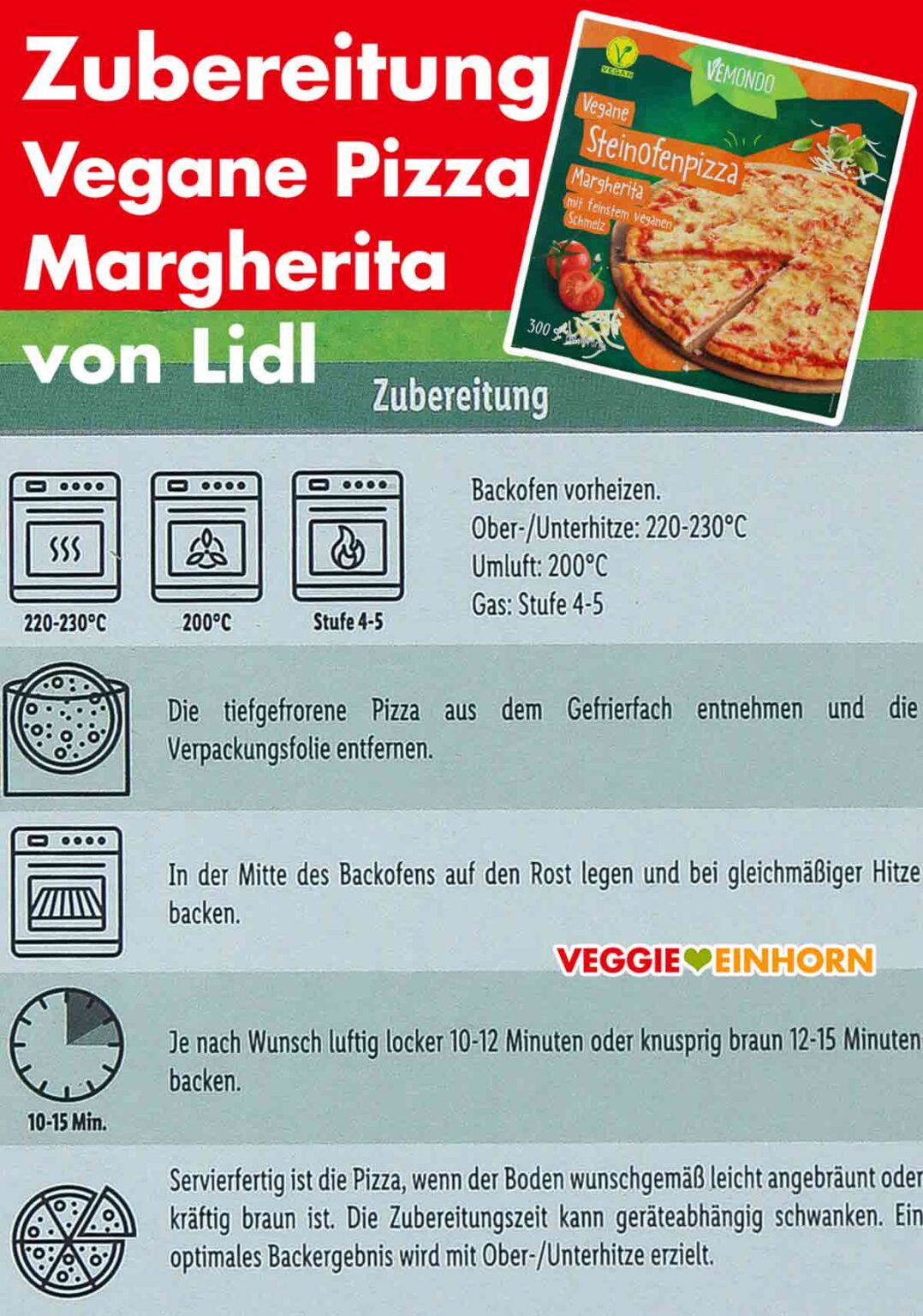Lidl Vegane Pizza Margherita von Vemondo