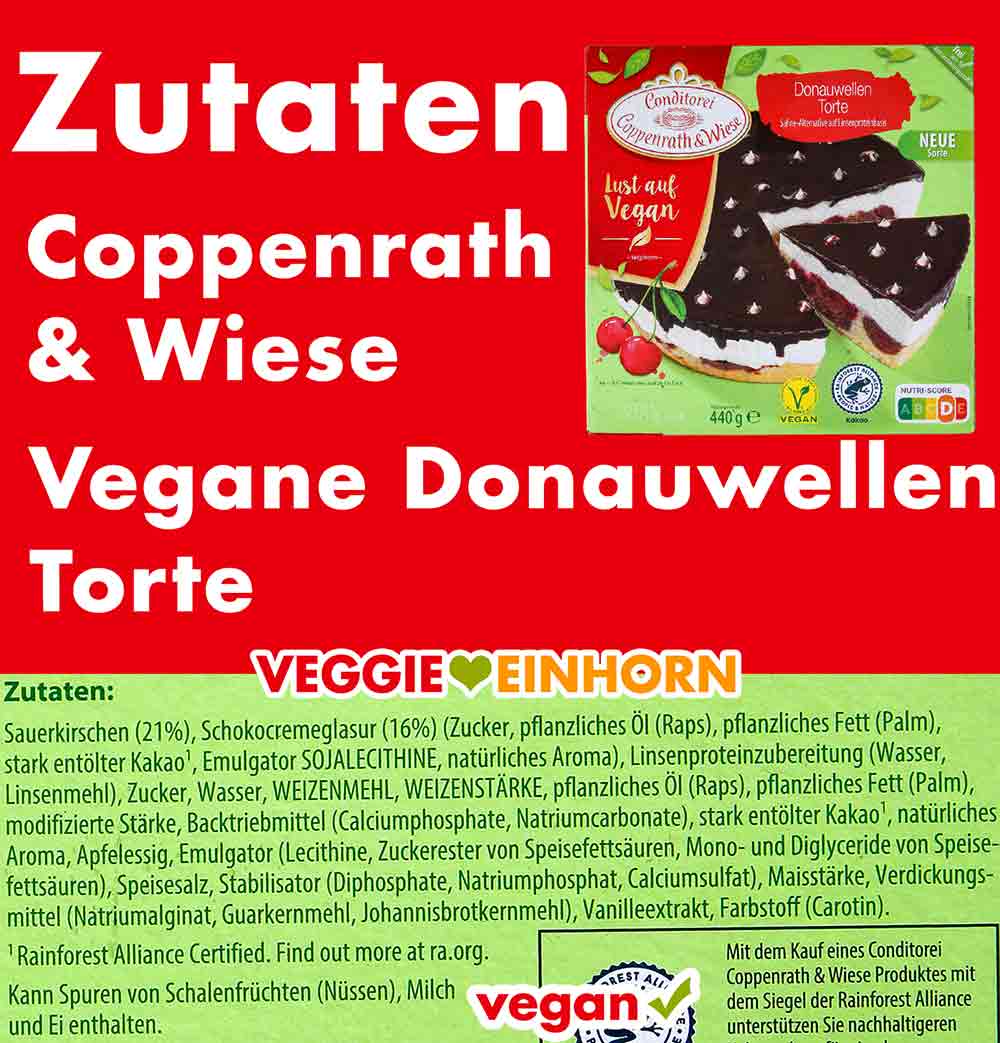 Zutaten der veganen Donauwellen Torte aus der Conditorei Coppenrath und Wiese