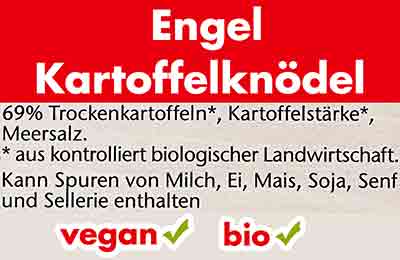 Zutaten der Bio Kartoffelknödel von Engel
