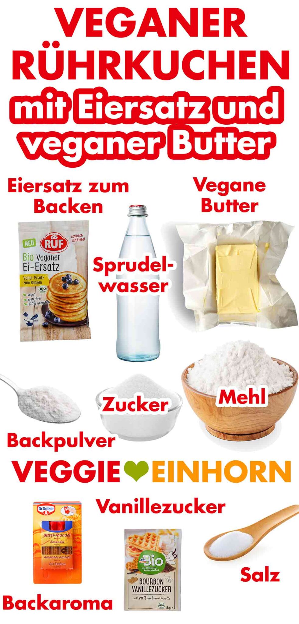 Grundrezept für Rührkuchen mit Eiersatz und veganer Butter