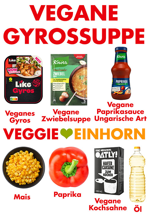 Zutaten für die vegane Gyrossuppe