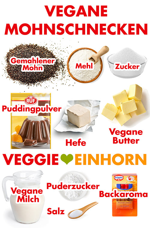 Zutaten für vegane Mohnschnecken