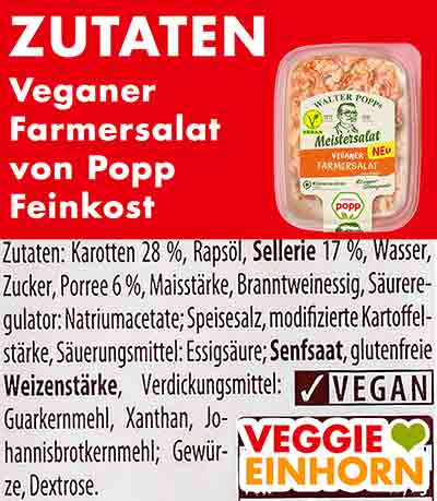 Zutaten des veganen Farmersalates von Popp