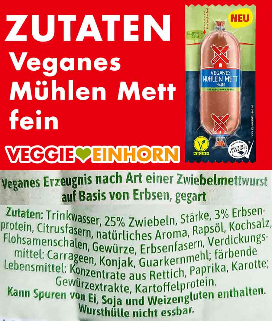Zutaten des veganen Metts von Rügenwalder Mühle