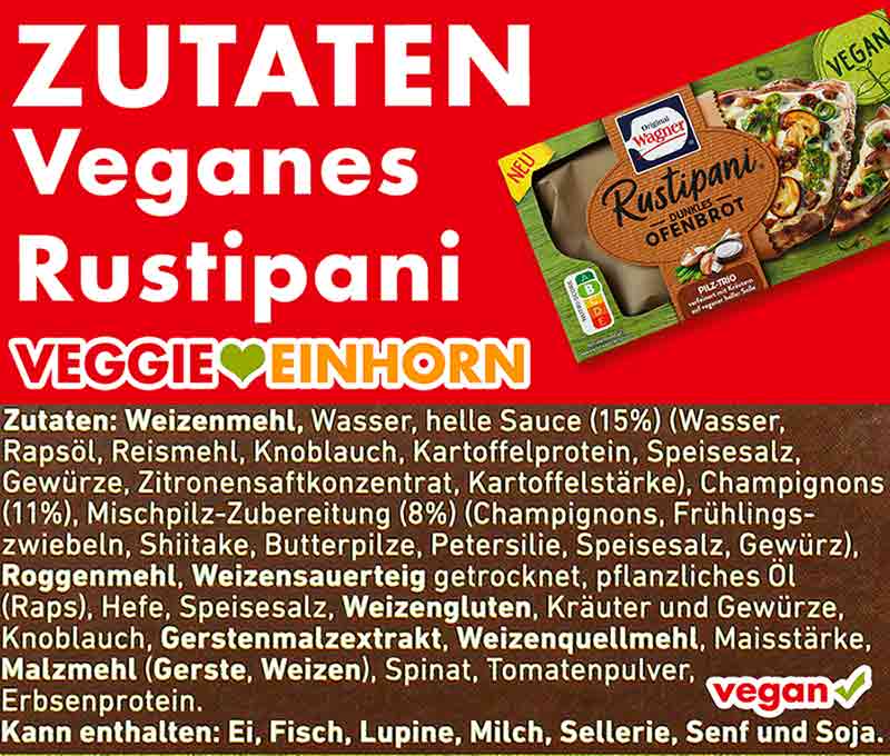 Zutaten des veganen Rustipanis mit Pilzen