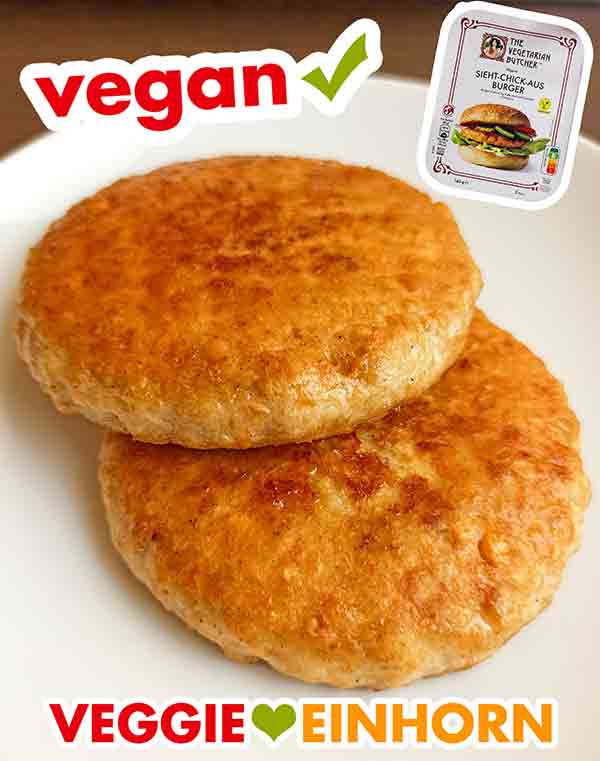 Fertig gebratene vegane Chicken Burger von The Vegetarian Butcher